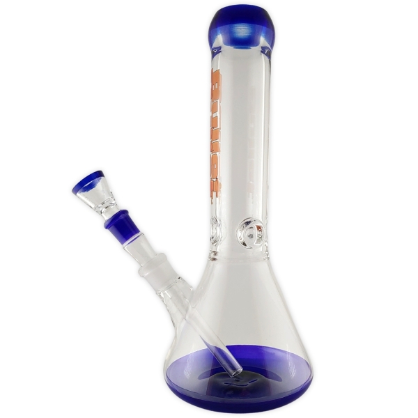 Glasbong Bullet Gold 7mm Biker Bong 32cm 18.8 Schliff Farbe Blau Kolben Eisbong 2